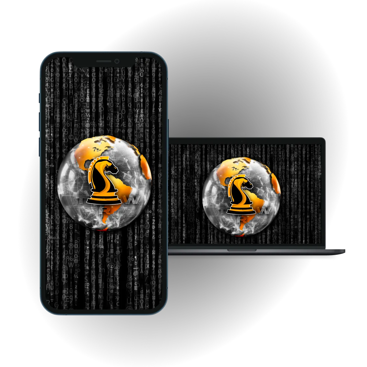 Apple iPhone and MacBook with the The Real World logo on the screen